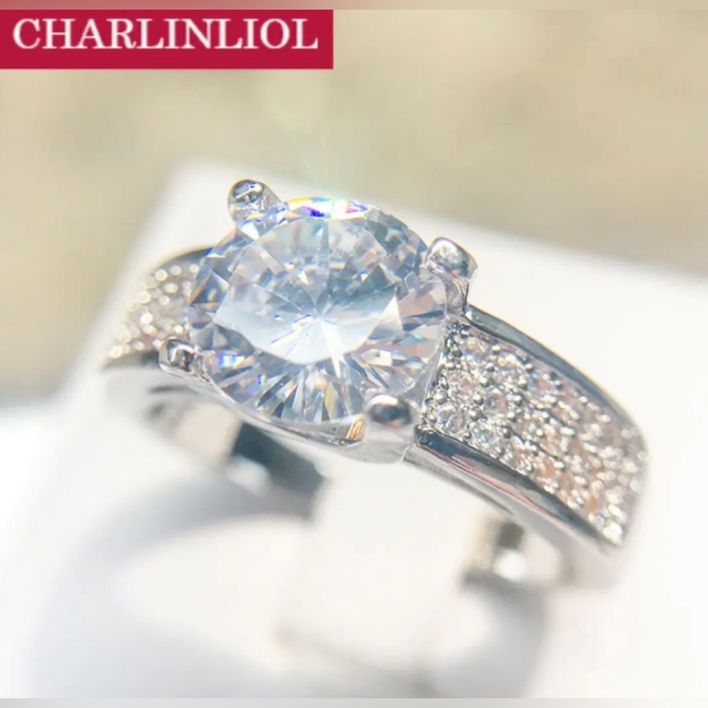Brand New Ladies DIAMONDIQUE  White Gold  Engagement Ring, Size 7
